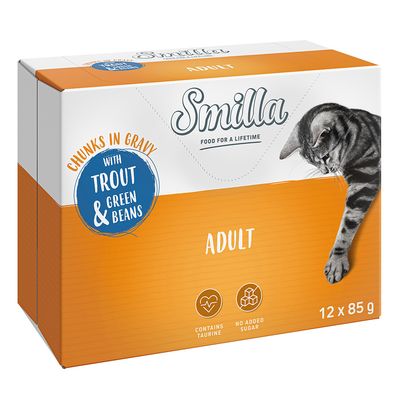 Smilla Adult falatok zöldséggel 12 x 85 g Pisztráng & zöldbab