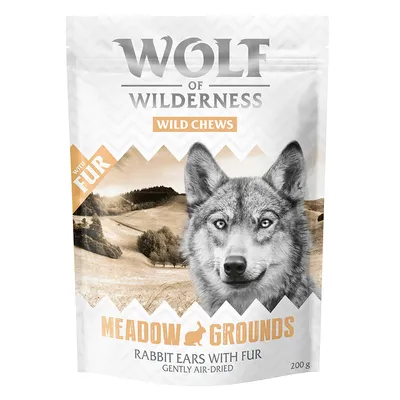 Wolf of Wilderness Wild Chews, Meadow Grounds, уши кролика с шерстью, бережно высушенные на воздухе, 200 г.