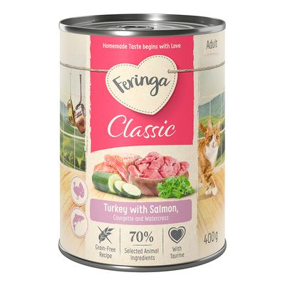 Feringa Classic Meat Menu à la viande 6 x 400 g pour chat saumon & dinde