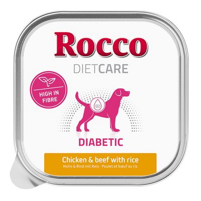 Barquettes Rocco Diet Care Diabetic poulet, bœuf, riz 150 g pour chien 10 x 150 g
