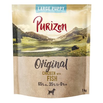 Purizon Large Puppy Original Csirke & Hal, 65% állati összetevő, 35% gyümölcs, zöldség & gyógynövény, 0% gabona, 1 kg