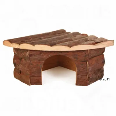 Wooden house with arched roof and entrance, made from untreated wood. Wooden house with arched roof and entrance, made from untreated wood.