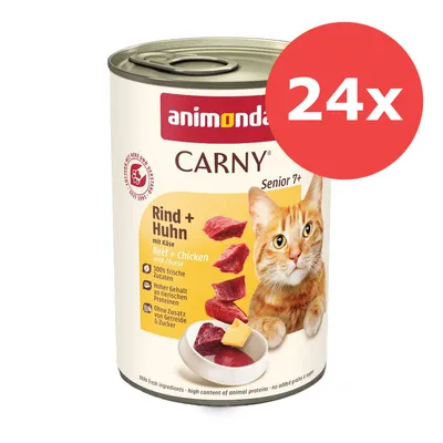 Sparpaket animonda Carny Senior 24 x 400 g - Rind + Huhn mit Käse
