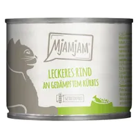 MjAMjAM Katzenfutter 6 x 200 g - leckeres Rind an gedämpftem Kürbis