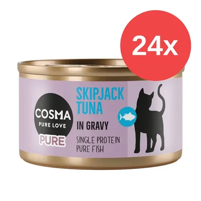 Cosma Pure Love Skipjack Tuna in Gravy, Single Protein Pure Fish, 24x Dose.