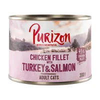 Økonomipakke: 24 x 200 g Purizon Adult - Kyllingefilet & Kalkun + Laks