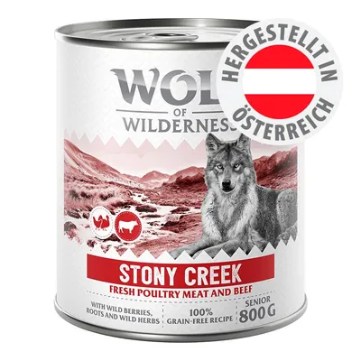 Wolf of Wilderness Stony Creek, Fresh Poultry Meat and Beef, 100% grain-free recipe, Senior 800g, hergestellt in Österreich Wolf of Wilderness Stony Creek, Fresh Poultry Meat and Beef, 100% grain-free recipe, Senior 800g, hergestellt in Österreich