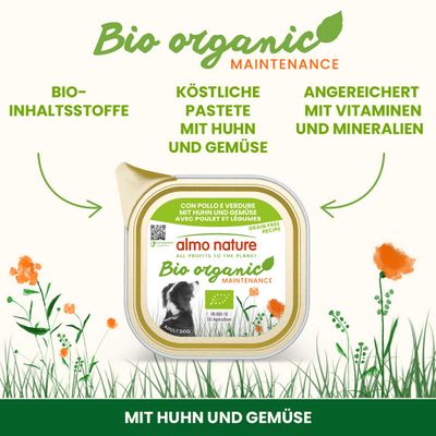 Almo Nature BioOrganic Maintenance 12 x 100 g - mit Bio-Huhn & Bio-Gemüse