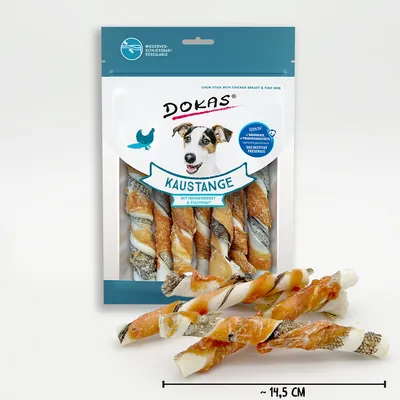 Dokas tuggstänger - Ekonomiförpackning: 6 x 170 g kycklingbröst och fiskskinn