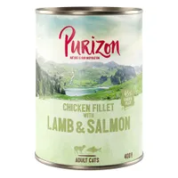 Purizon Adult 24 x 400 g - sans céréales pour chat - filet de poulet, saumon & agneau