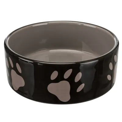 Gamelle Trixie en céramique, motif d'empreintes de pattes pour chien et chat - capacité : 0,3 L - 12 cm de diamètre