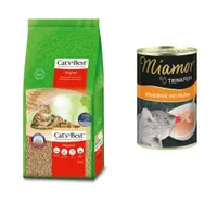 Litière Cat's Best Original pour chat + Boisson Miamor Trinkfein 135 ml en cadeau ! - 40 L (environ 17,2 kg)