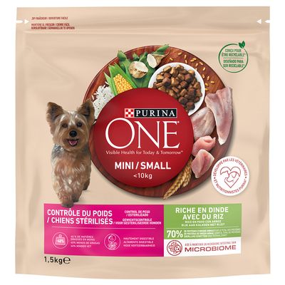 PURINA ONE Mini Weight Control / Sterilised Tacchino e Riso per cane Set %: 2 x 9 kg