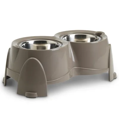 Бар за кучета Ergo Feeder - 2 x 0,85 л, Ø 15,5 см, В 18,5 см (тъмносива)