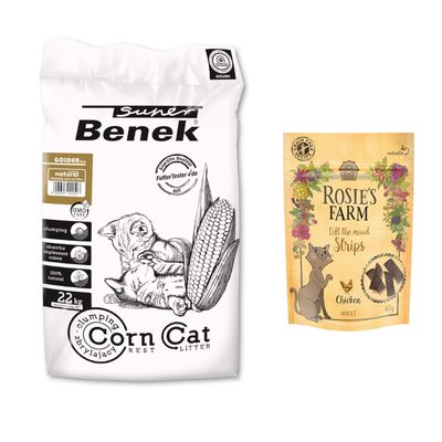 Super Benek Corn Cat Litter + 45g Rosie's Farm Cat Snack Free! *