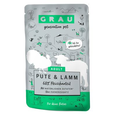 Sparpaket GRAU Adult Getreidefrei 32 x 125 g Pute & Lamm
