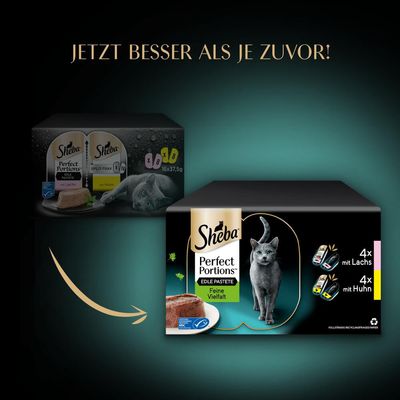 Sheba Perfect Portions Edle Pastete válogatás. Csomagolás: 4x lazac, 4x csirke.
