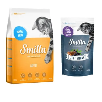 10kg Smilla Cat Food + Smilla Cat Snacks - 20% Off! * - Adult Fish (10kg) + Soft Sticks Lamb & Elderberry (50g) 10kg Smilla Cat Food + Smilla Cat Snacks - 20% Off! * - Adult Fish (10kg) + Soft Sticks Lamb & Elderberry (50g)
