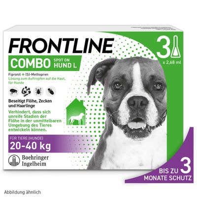 Größentabelle für Hunde: Small 2-10 kg, Medium 10-20 kg, Large 20-40 kg, Extralarge über 40 kg.