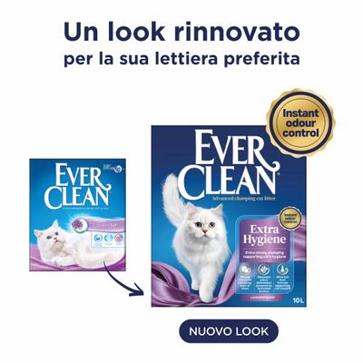 Ever Clean Lettiera per gatti con nuovo design della confezione, Extra igiene, Profumo di lavanda, 10 L, Instant odour control. Avviso sul nuovo aspetto della confezione.