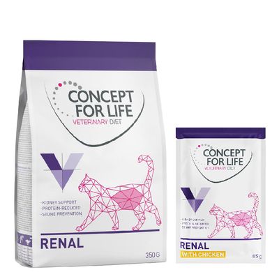 Kombi-Paket: Concept for Life Veterinary Diet Renal 350 g Trockenfutter + 12 x 85 g Nassfutter