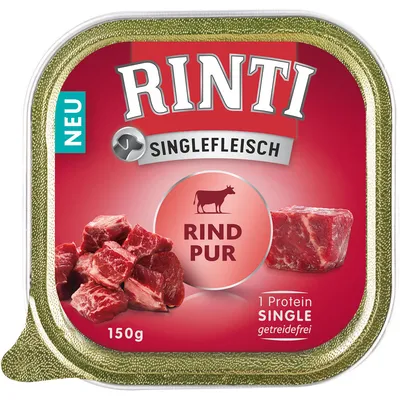 Rinti Singlefleisch Rind Pur, 150g, bez obilnín, 1 živočíšny proteín. Nové.