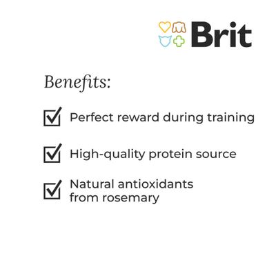 Brit Meaty Jerky Duck & Chicken Protein Bar, arricchito con membrana d’uovo, per cani adulti. Senza cereali, coloranti e zucchero. Made in EU. Confezione: 80g.