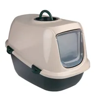Maison de toilette kooa à base de 90 % de plastique recyclé pour chat - vert foncé / beige
