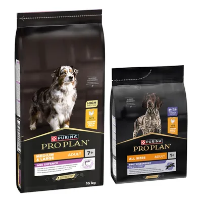 Pro Plan suha pasja hrana 16 kg + suha hrana 3 kg gratis! -  Medium & Large Adult 7+ Age Defence 16 kg +  All Size Adult Protein & Energy 3 kg