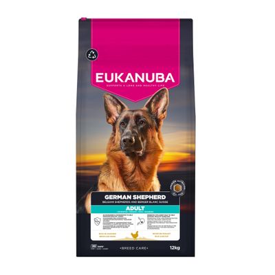 EUKANUBA German Shepherd Adult, reich an Huhn, 12kg. Für Deutsche Schäferhunde, Belgische Schäferhunde und Berger Blanc Suisse. Breed Care Linie.