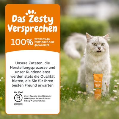 De Zesty-belofte: 100% tevredenheid gegarandeerd. Ingrediënten, processen en klantenservice leveren altijd de verwachte kwaliteit. B Corp gecertificeerd door H&H Group.