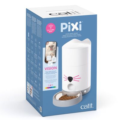 catit Pixi Vision chytrý automat na krmivo, 2,4/5 GHz Wi-Fi, zobrazení zařízení s miskou na krmivo a ovládáním přes chytrý telefon, VISION připomínač časového plánu.