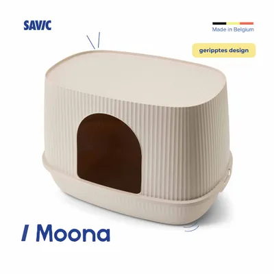SAVIC Moona, räfflad design, tillverkad i Belgien. Beige plastlåda med oval ingång. SAVIC Moona, räfflad design, tillverkad i Belgien. Beige plastlåda med oval ingång.
