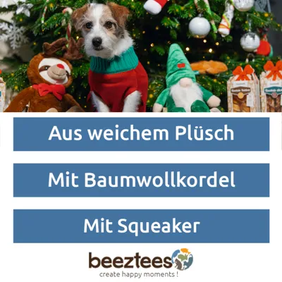 Aus weichem Plüsch, mit Baumwollkordel, mit Squeaker. beeztees create happy moments! Aus weichem Plüsch, mit Baumwollkordel, mit Squeaker. beeztees create happy moments!