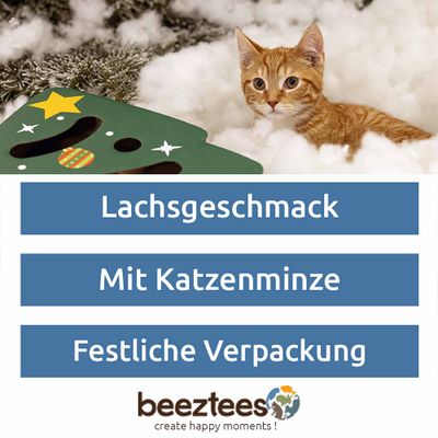 Beeztees Katzensnack Weihnachts-Katzenminz Cookies 30 g - Lachs