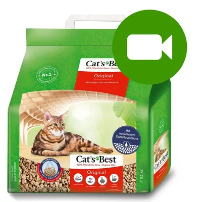 Przycisk odtwarzania wideo. Kliknij tutaj, aby obejrzeć film dotyczący produktu Cat's Best Original żwirek roślinny 2,1 kg.