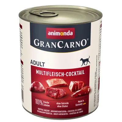 Animonda GranCarno Adult Multifleisch-Cocktail, 100% ingredientes frescos, sin cereales, sin gluten, Made in Germany.