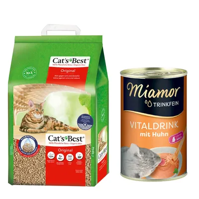 Băutură gratis! Cat's Best Original nisip pentru pisici + 135 ml Miamor Trinkfein Vitaldrink cu Pui - Original 20 l (cca. 8,6 kg) + 135 ml Miamor Trinkfein Vitaldrink cu Pui Băutură gratis! Cat's Best Original nisip pentru pisici + 135 ml Miamor Trinkfein Vitaldrink cu Pui - Original 20 l (cca. 8,6 kg) + 135 ml Miamor Trinkfein Vitaldrink cu Pui