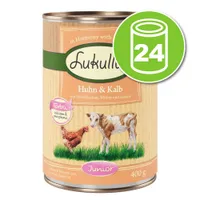 Lot de boîtes Lukullus Junior 24 x 400 g pour chien - lot mixte