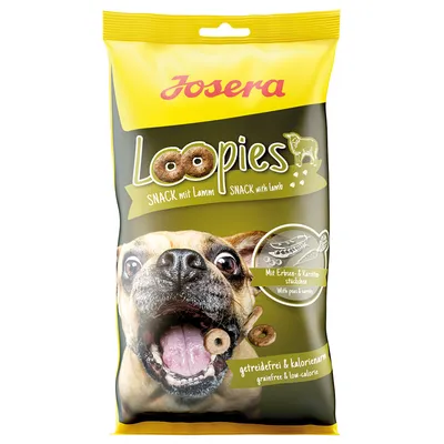 Josera Loopies Snack mit Lamm. Mit Erbsen- und Karottenstückchen, getreidefrei & kalorienarm.