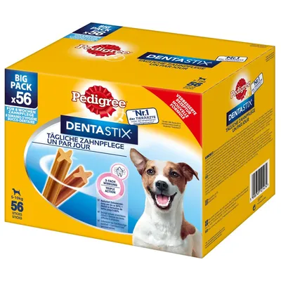 Pedigree Dentastix Big Pack x56, cuidado dentário diário para cães 5-10kg, Nº1 dos veterinários, fórmula melhorada, reduz formação de tártaro, tripla ação.