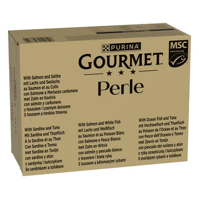 Jumbo pakiranje Gourmet Perle 96 x 85 g - Ribji izbor v omaki Jumbo pakiranje Gourmet Perle 96 x 85 g - Ribji izbor v omaki