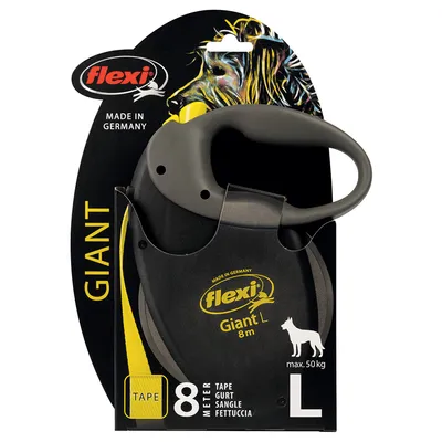 Flexi Giant L hundkoppel, 8 meter band, lämplig för hundar upp till max 50 kg, Made in Germany.