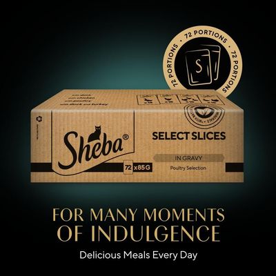 Sheba portionsposer 72 x 85 g - Selection i sauce fjerkrævariation