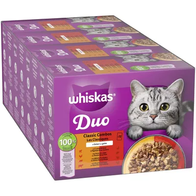 Megapakiet WHISKAS DUO, saszetki, 96 x 85 g - Classic Combos w galarecie