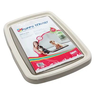 Savic Puppy Trainer, superabsorberende træningspads, størrelse Large 60x45 cm, 7 stk. Emballagen viser en hund på træningspad og produktbeskrivelse. Savic Puppy Trainer, superabsorberende træningspads, størrelse Large 60x45 cm, 7 stk. Emballagen viser en hund på træningspad og produktbeskrivelse.