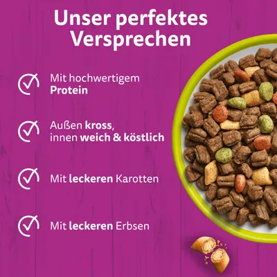 Whiskas Adult 1+ Katze Trockenfutter mit Lamm - Sparpaket: 2 x 800 g