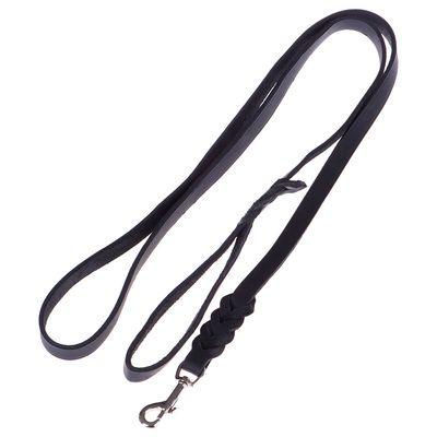 Heim läderkoppel med inflätad karbinhake, svart L 200 cm, B 1,8 cm