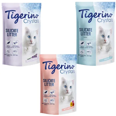 Gemengd Probeerpakket Tigerino Crystals Kattenbakvulling 3 x 5 l - Gemengd Probeerpakket Tigerino Crystals Kattenbakvulling