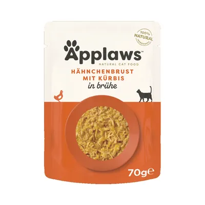 Applaws Natural Cat Food, kananrintaa ja kurpitsaa liemessä, 100 % luonnollisia ainesosia, 70 g.